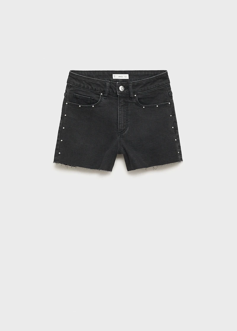 Studded denim shorts