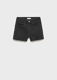 Studded denim shorts