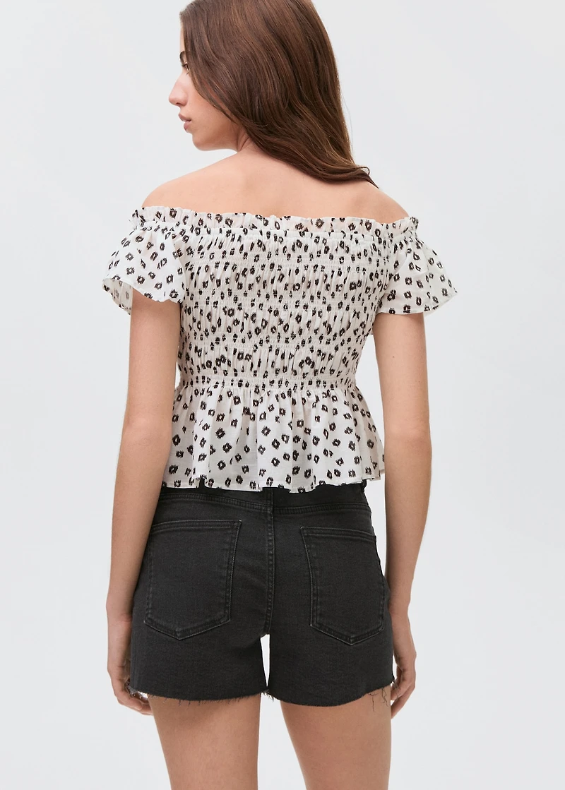 Studded denim shorts