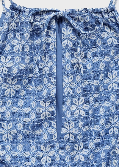 Printed halter-neck cropped top