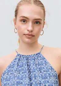 Printed halter-neck cropped top