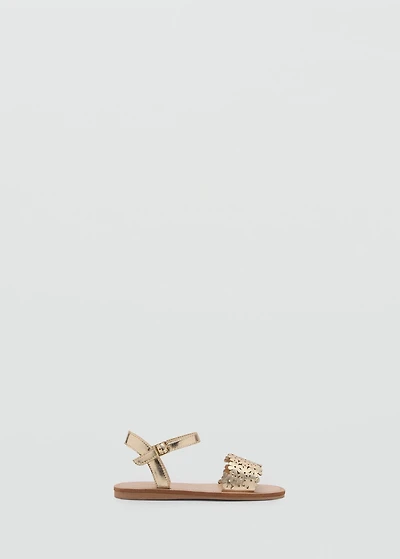 Sandals with metallic flower