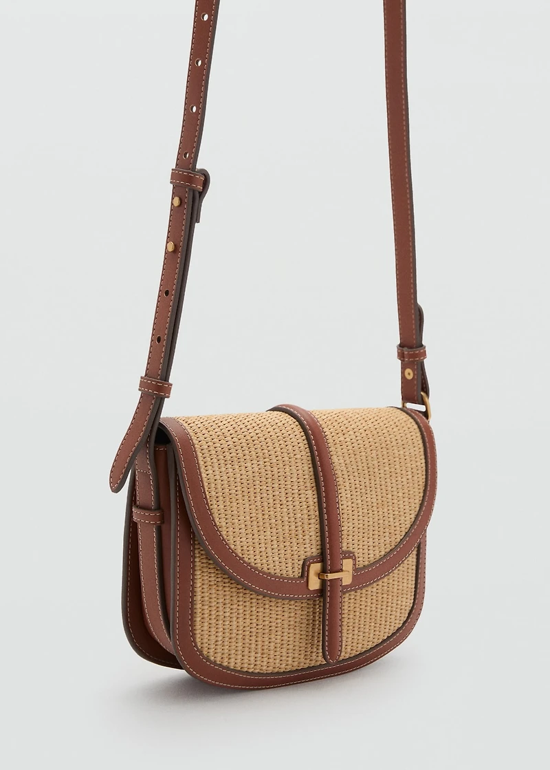 Raffia-effect shoulder bag