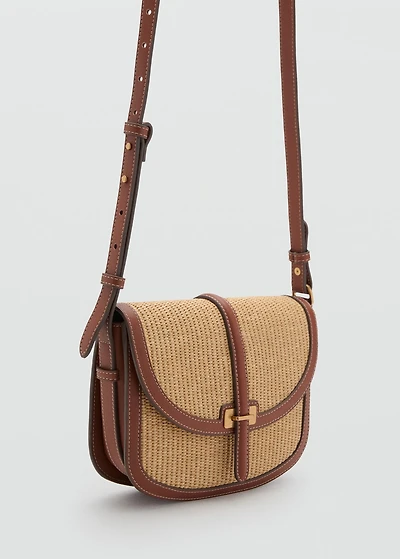 Raffia-effect shoulder bag