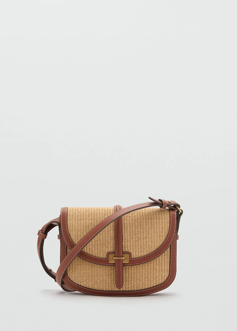 Raffia-effect shoulder bag