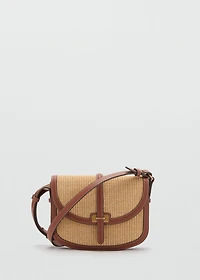 Raffia-effect shoulder bag