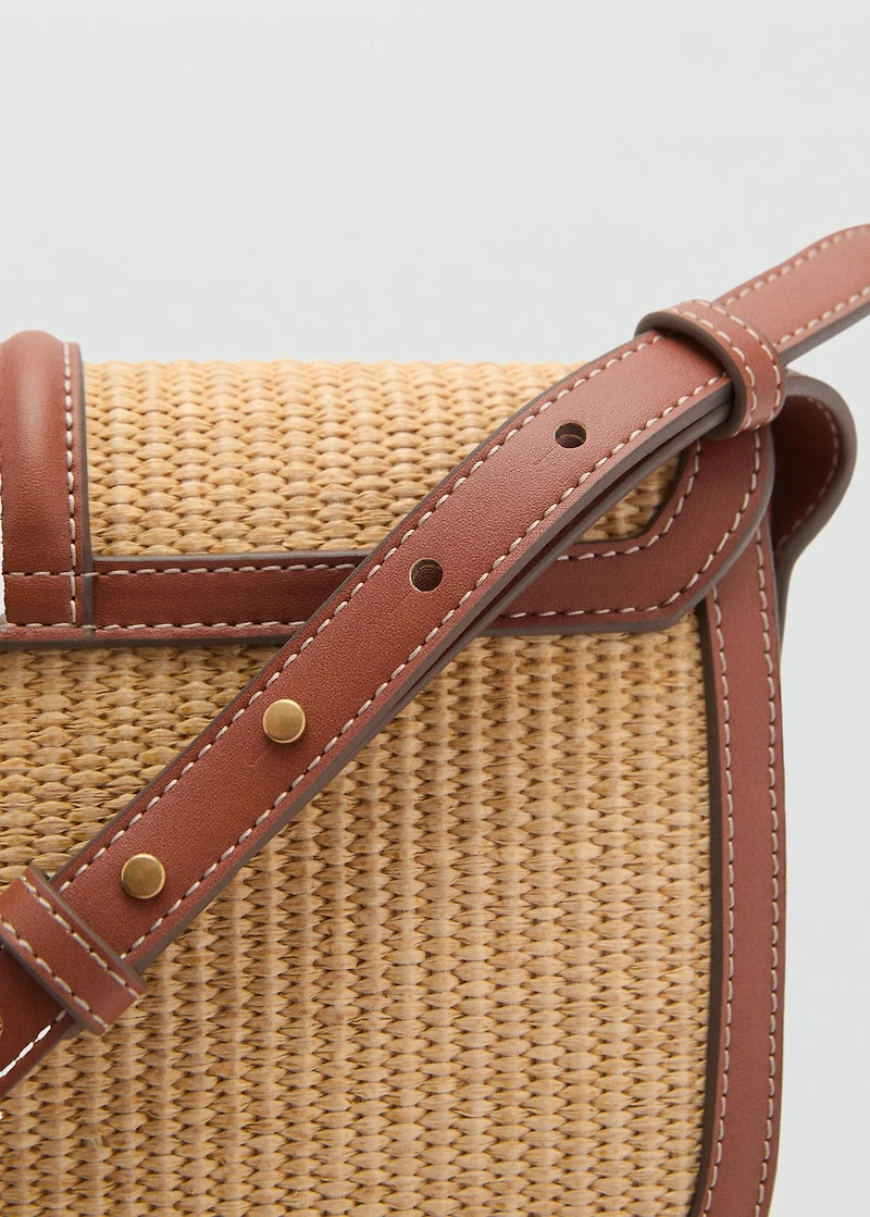 Raffia-effect shoulder bag