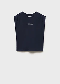 T-shirt with message and pleated shoulders