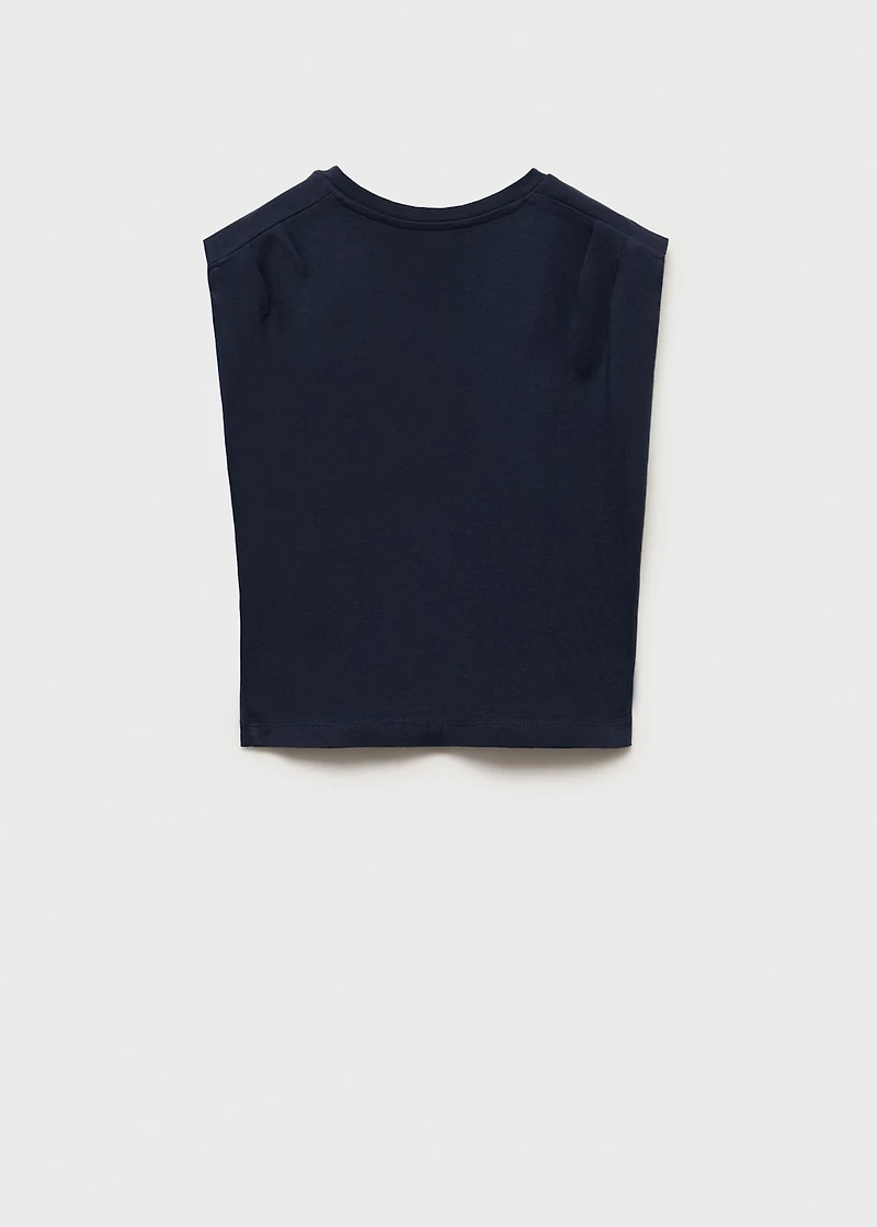 T-shirt with message and pleated shoulders