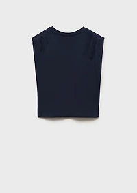 T-shirt with message and pleated shoulders