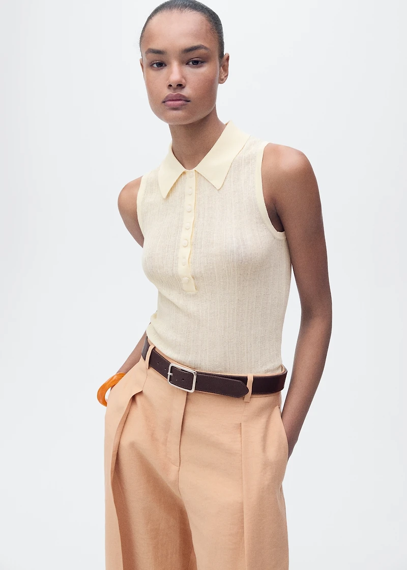 Polo-neck knitted top