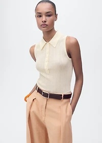 Polo-neck knitted top