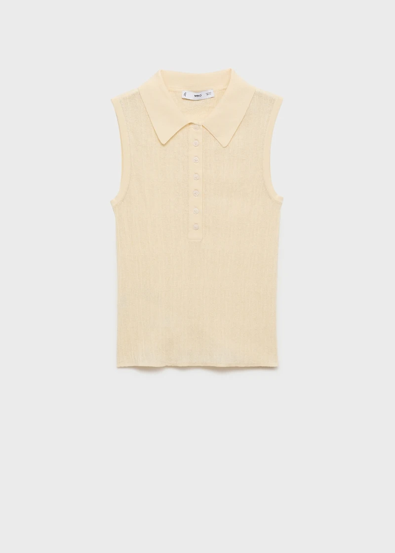 Polo-neck knitted top