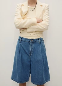 Pleated denim bermuda jorts