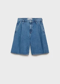 Pleated denim bermuda jorts