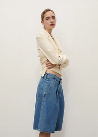 Pleated denim bermuda jorts