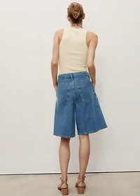 Pleated denim bermuda jorts