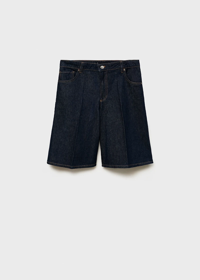 High-waisted denim bermuda jorts