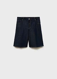 High-waisted denim bermuda jorts