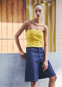 High-waisted denim bermuda jorts