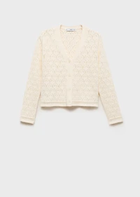 Knit cardigan with lace design