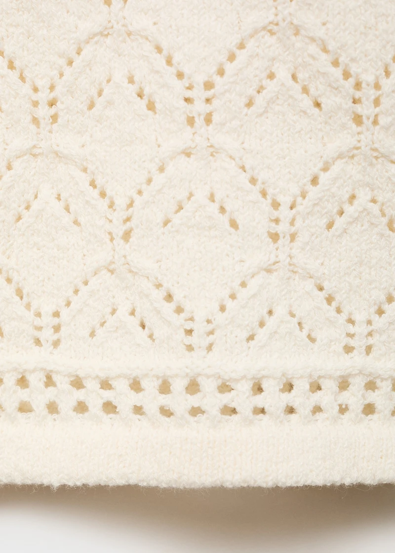 Knit cardigan with lace design