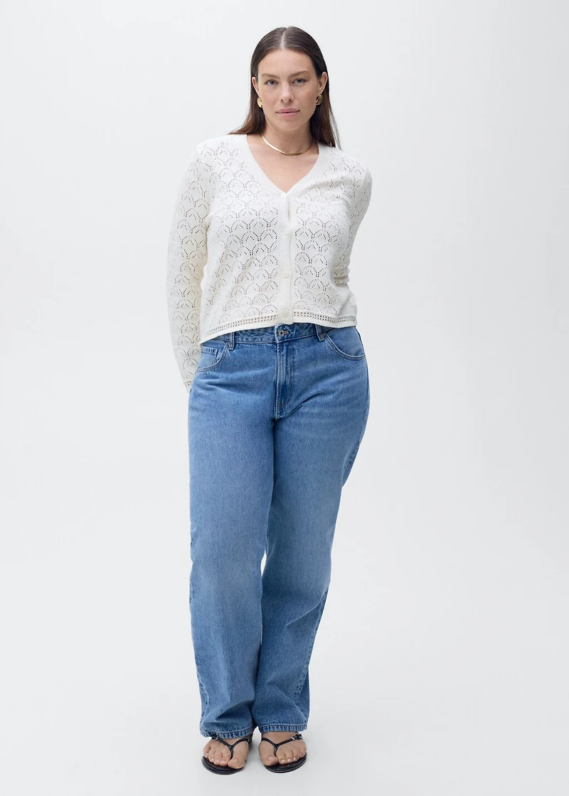 Knit cardigan with lace design