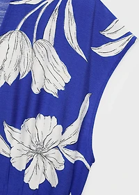 Printed long jumpsuit with belt