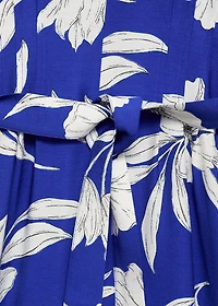 Printed long jumpsuit with belt