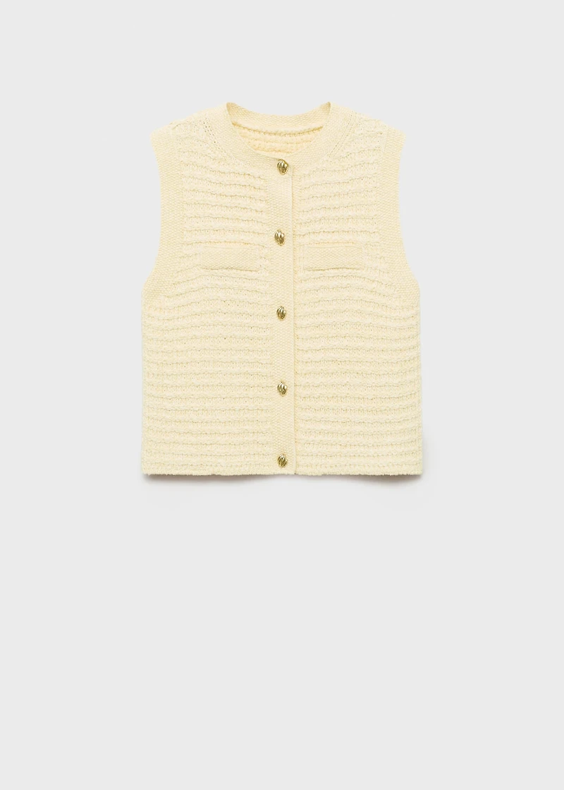 Knitted cardigan with jewel button