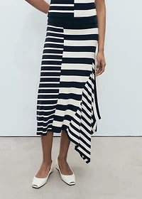 Asymmetrical striped knitted skirt