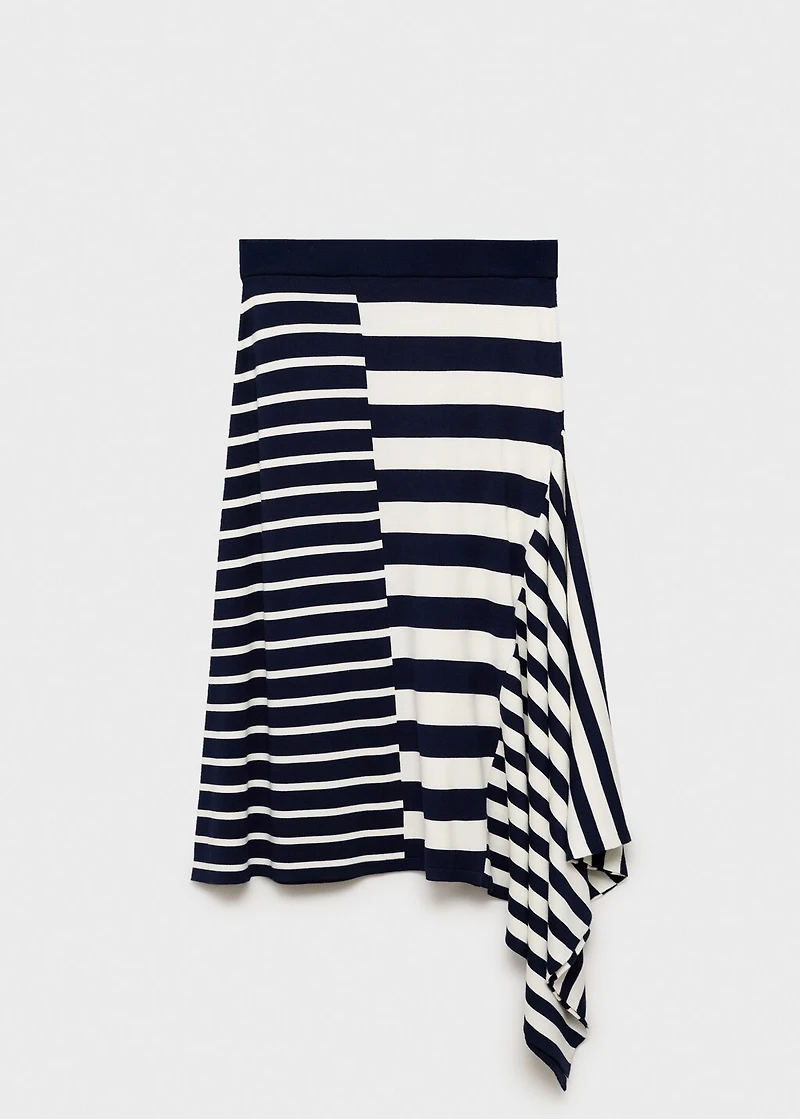 Asymmetrical striped knitted skirt