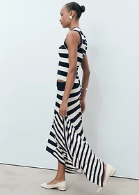 Asymmetrical striped knitted skirt