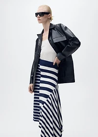 Asymmetrical striped knitted skirt
