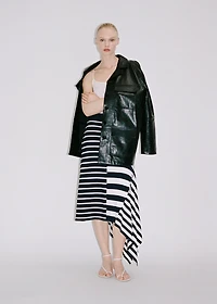 Asymmetrical striped knitted skirt