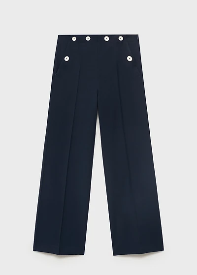 Straight-fit pants with contrasting buttons