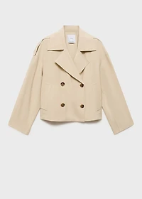 Double-breasted cropped trench coat