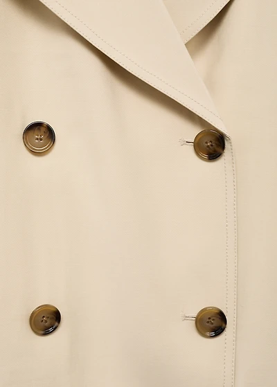 Double-breasted cropped trench coat