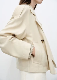 Double-breasted cropped trench coat