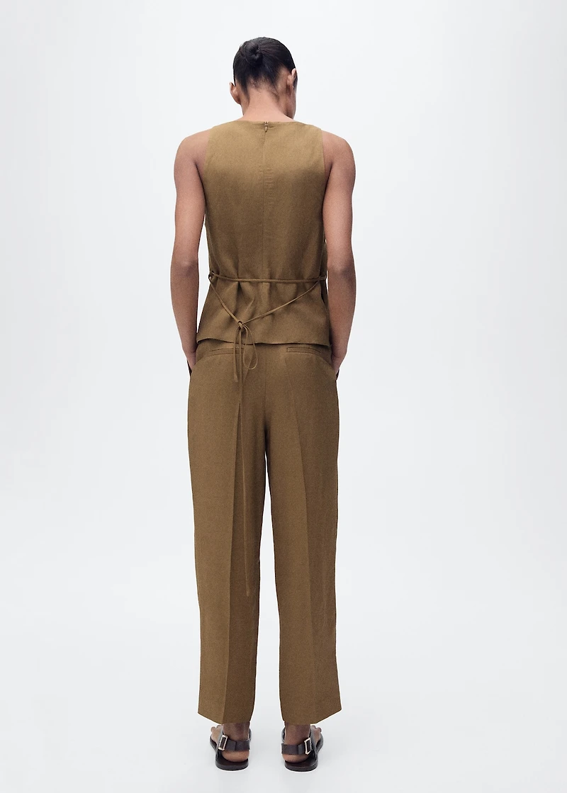Linen-blend pleated pants