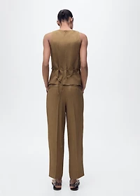 Linen-blend pleated pants