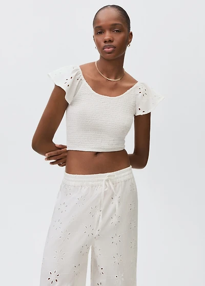 Embroidered straight-fit pants