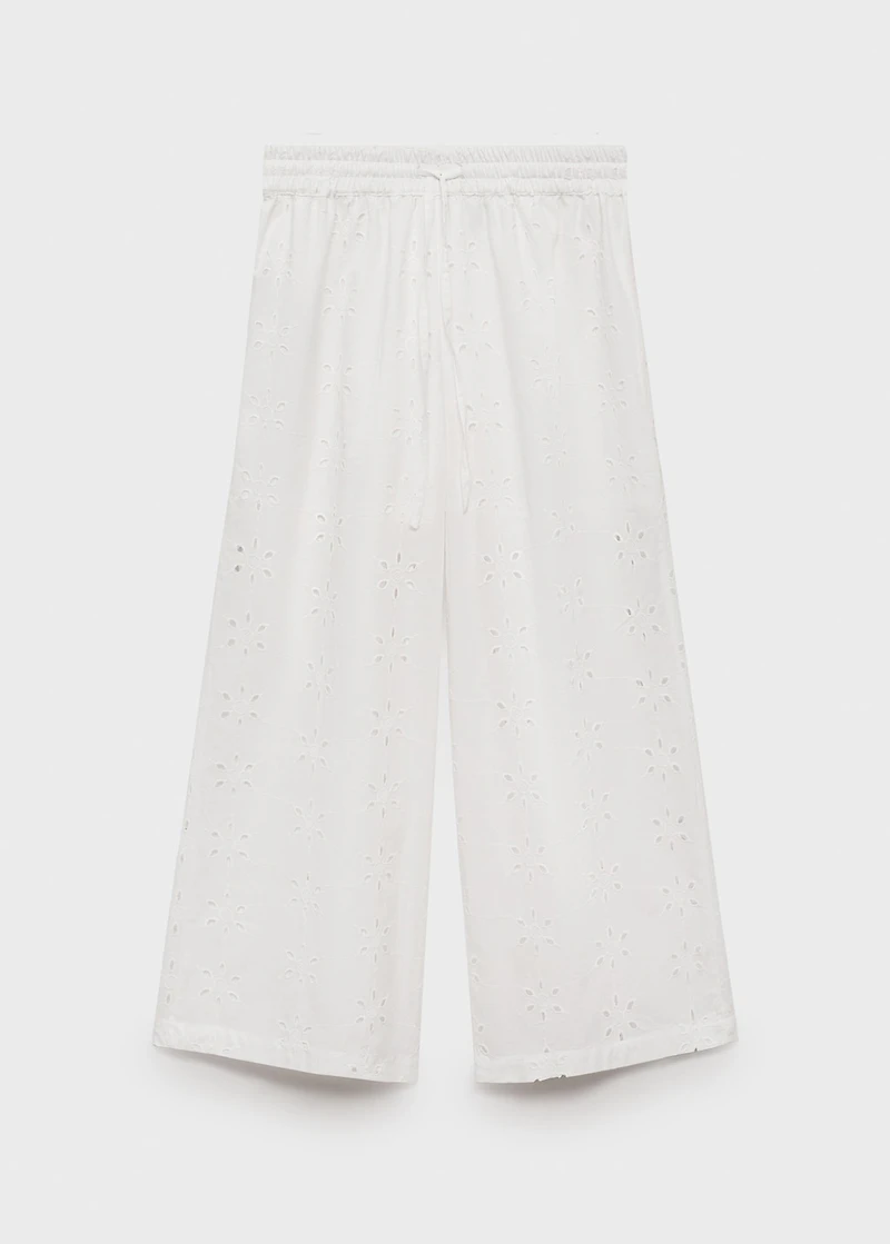 Embroidered straight-fit pants