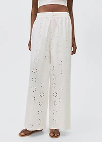 Embroidered straight-fit pants