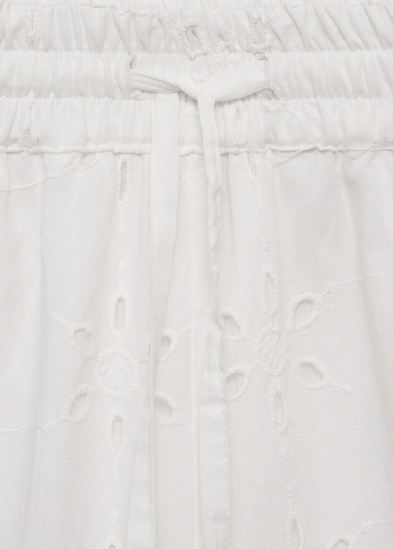 Embroidered straight-fit pants