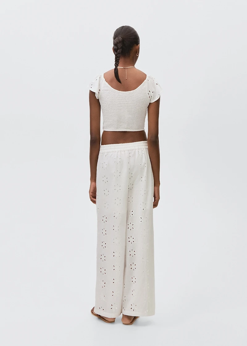 Embroidered straight-fit pants