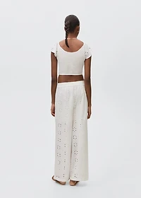 Embroidered straight-fit pants