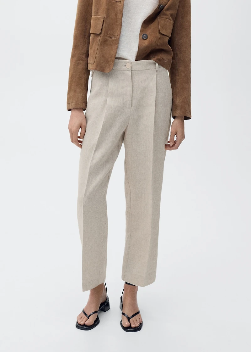 Pleated linen pants
