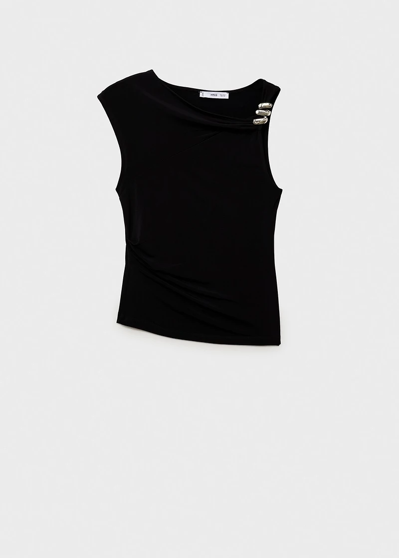 Asymmetrical top with metallic appliqué