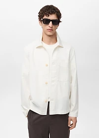 Linen-cotton overshirt with pocket